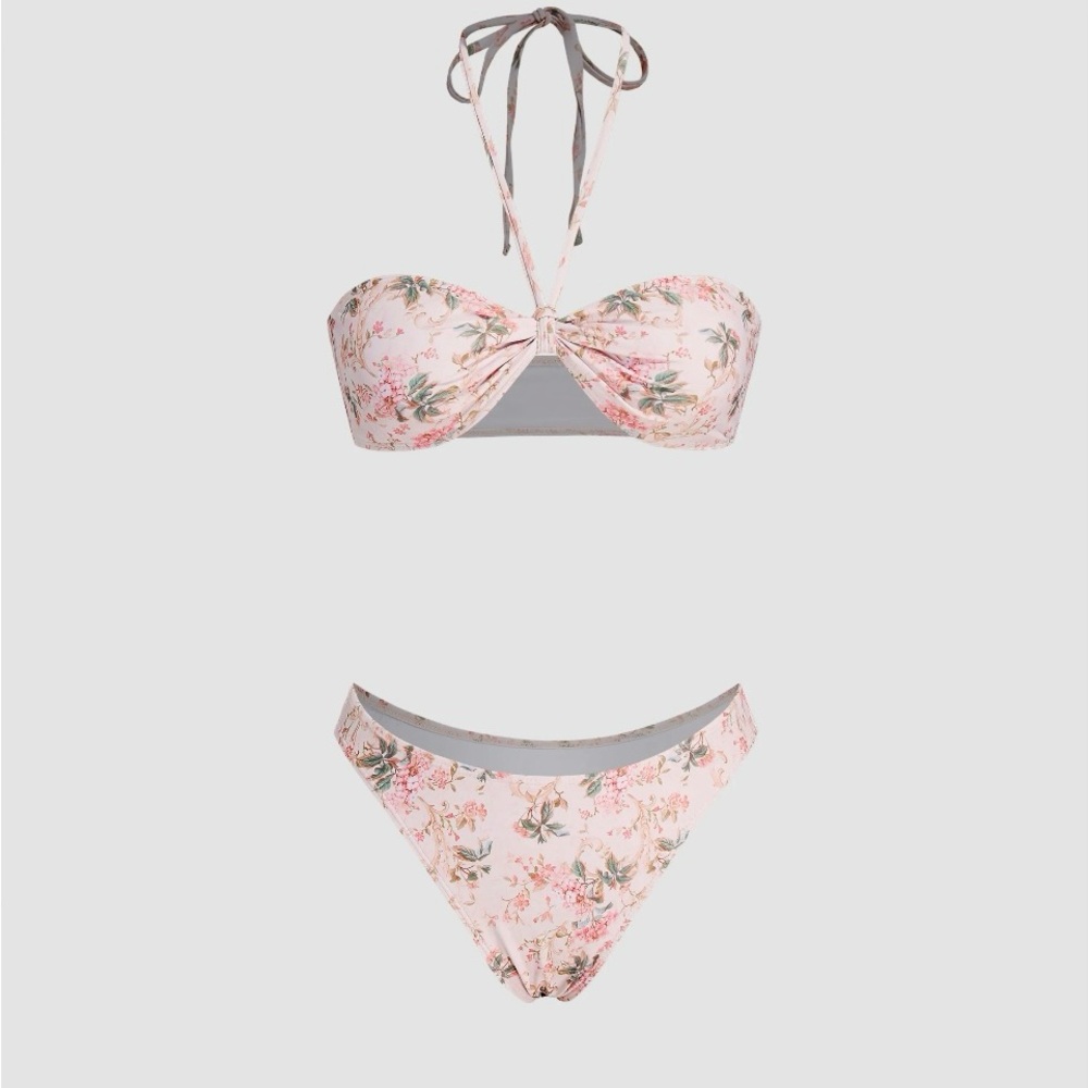 Cider Floral Bikini Set - Pink and Green - Picture 2 of 4